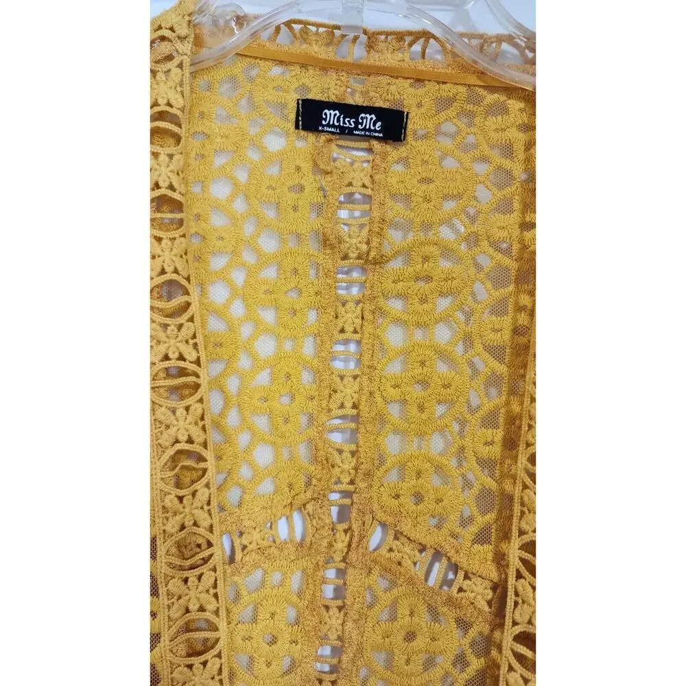 Miss Me Crochet/Lace Yellow Cardigan, Beautiful Condition, XS - Picture 3 of 4